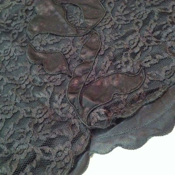 Vintage 70s-80s Lingerie Half Slip Skirt -M Scalloped Lace Layer Applique Nylon - Picture 5 of 11